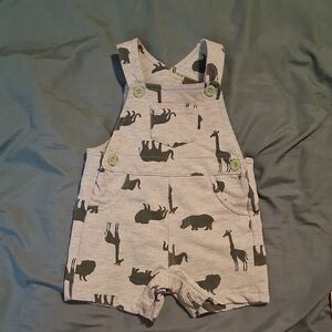 Gray Animal Print Baby Overalls